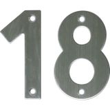 AMIG Huisnummer 18 - massief Inox RVS - 10cm - incl. bijpassende schroeven - zilver