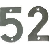 AMIG Huisnummer 52 - massief Inox RVS - 10cm - incl. bijpassende schroeven - zilver