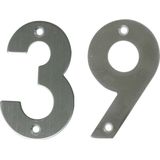 AMIG Huisnummer 39 - massief Inox RVS - 10cm - incl. bijpassende schroeven - zilver