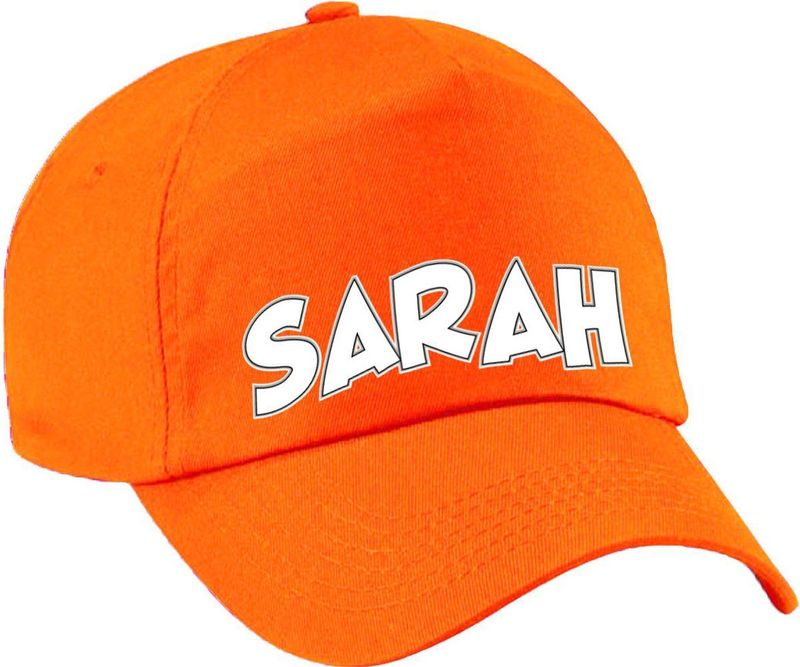 Cadeau pet/cap voor dames - Sarah - oranje - vijftig/50 jaar - verjaardag