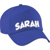 Cadeau pet/cap voor dames - Sarah - blauw - vijftig/50 jaar - verjaardag