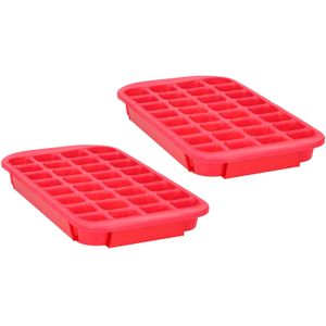 XL ijsblokjes vorm - 2x - 32 ijsklontjes - rood - 33 x 18 x 3.5 cm - rubber