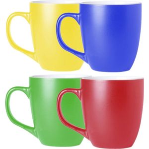 Bellatio Design Koffie mokken/bekers Artista - 8x - keramiek - met oor - multi kleuren - 440 ml