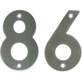 AMIG Huisnummer 86 - massief Inox RVS - 10cm - incl. bijpassende schroeven - zilver