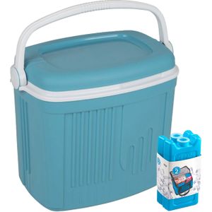 Koelbox met koelelementen - 32 liter - kunststof - blauw - 47 x 33 x 42 cm