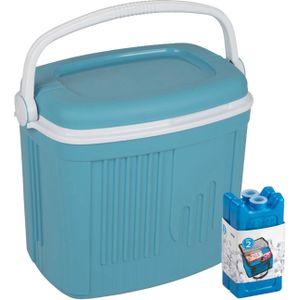 Koelbox met koelelementen - 32 liter - kunststof - blauw - 47 x 33 x 42 cm - Koelboxen