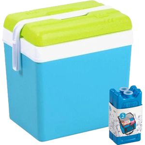 Koelbox met koelelementen - 35 liter - kunststof - blauw - 48 x 30 x 40 cm