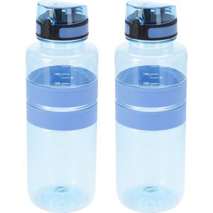 Drinkfles - Blauw - 2x - 1500 ml - Kunststof