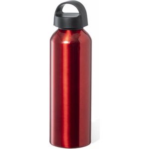 Bellatio Design Waterfles/drinkfles/sportfles - metallic rood - aluminium - 800 ml - schroefdop