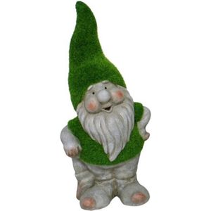 Gerimport tuinkabouter beeldje - Dwarf Manuel - Polystone - grasgroene muts - 32 cm