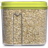 Plasticforte Voedselcontainer strooibus - transparant/groen - 1000 ml - kunststof - 15 x 8 x 14 cm - voorraadpotten