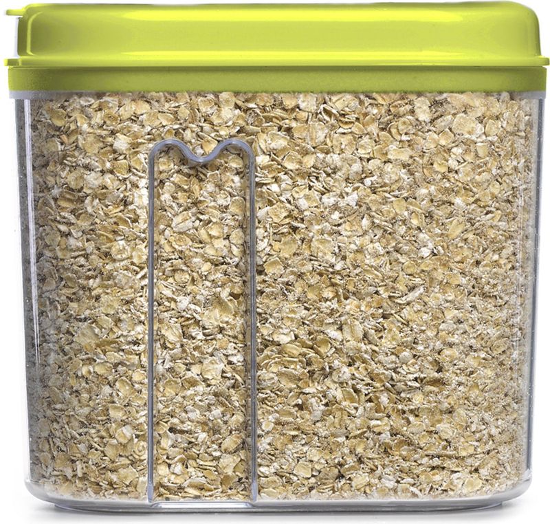 Plasticforte Voedselcontainer strooibus - transparant/groen - 1000 ml - kunststof - 15 x 8 x 14 cm - voorraadpotten