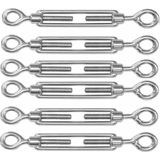 Spanschroeven/draadspanner met oog/oog - 6x - 6cm - verzinkt zamak - 60kg - M6 schroefdraad - Spanschroeven