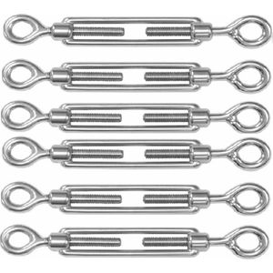 Spanschroeven/draadspanner met oog/oog - 6x - 6cm - verzinkt zamak - 60kg - M6 schroefdraad - Spanschroeven