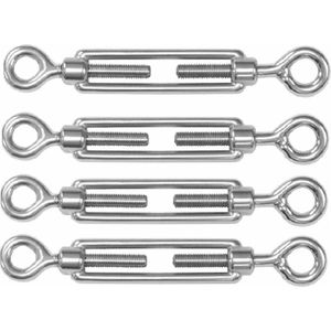 Spanschroeven/draadspanner met oog/oog - 4x - 7cm - verzinkt zamak - 80kg - M8 schroefdraad