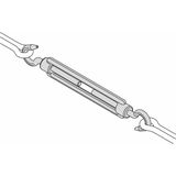 Spanschroeven/draadspanner met haak/haak - 6x - 7cm - verzinkt zamak - 80kg - M8 schroefdraad - Spanschroeven
