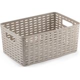 Plasticforte Opbergmand - Kastmand - rotan kunststof - beige - 6 Liter - 19 x 29 x 13 cm