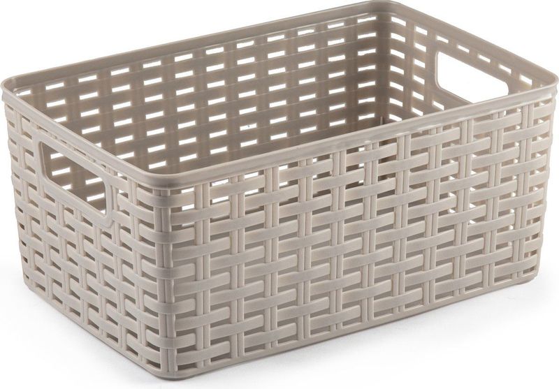 Plasticforte Opbergmand - Kastmand - rotan kunststof - beige - 6 Liter - 19 x 29 x 13 cm