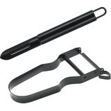 Schil/aardappelschilmes/dunschiller - set van 2 - zwart - RVS - 20 en 11 cm