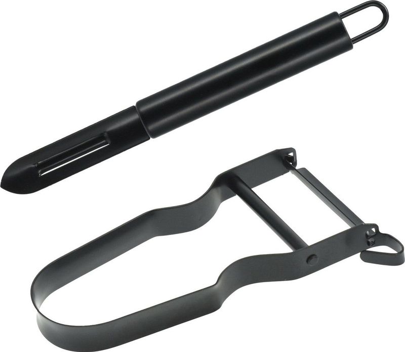 Schil/aardappelschilmes/dunschiller - set van 2 - zwart - RVS - 20 en 11 cm