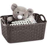 Plasticforte opbergmandje/kastmandje - 12 liter - donkerbruin - kunststof - 33 x 24 x 21 cm - nestbaar