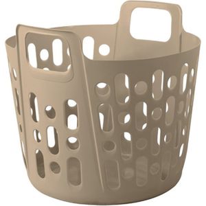 Flexibele wasmand - beige - 35 liter - kunststof - 39 x 41 x 36 cm