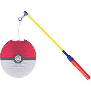 Pokemon lampion - rood - D25 cm - papier - met lampionstokje - 40 cm