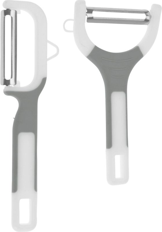 Excellent Houseware Dunschillers - set 2x - grijs - kunststof - rvs - aardappelschilmesjes