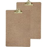 Clipboard/klembord/memobord voor documenten - 2x - hardboard - A4 formaat - met stevige klem