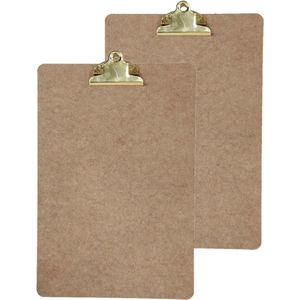Clipboard/klembord/memobord voor documenten - 2x - hardboard - A4 formaat - met stevige klem
