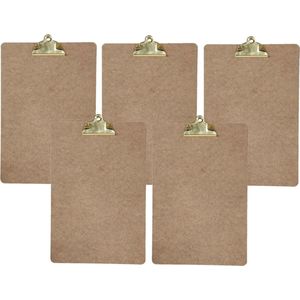 Clipboard/klembord/memobord voor documenten - 5x - hardboard - A4 formaat - met stevige klem