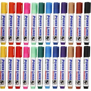 Whiteboard markers Power Liners - 24x kleuren - punt van 4 mm - school en kantoor artikelen