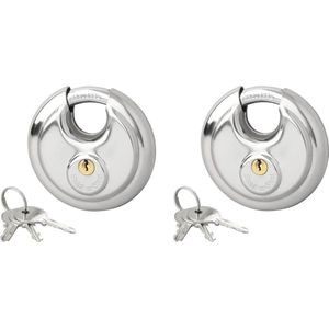 Discusslot - 2x - 90 mm - gehard staal - 10mm sluitbeugel - 25mm opening - roestvrij - Sloten