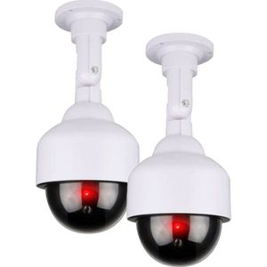 Dummy Beveiligings Camera - 2x - Led dome - kunststof - realistisch - binnen en buiten - Dummy beveiligingscamera