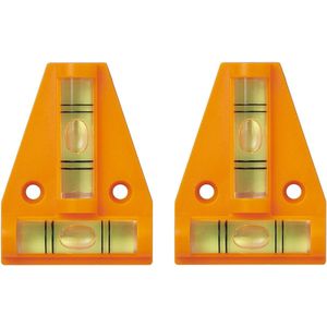 ProPlus Mini driehoek waterpas - 2x - met magneet bevestiging - 58 x 44 mm - 2 libellen - met schroefgaten