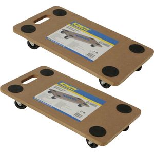 Kinzo Trolley/Hondje - 2x - transport - met handvat - MDF - 150 kg - 56 x 30 cm