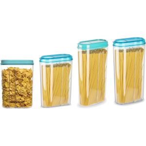 Plasticforte Voedselcontainers set - 4 stuks - blauw - 2350ml en 1500ml - kunststof - voorraadpot