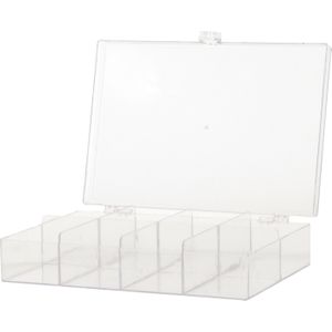 Gerimport opbergkoffertje/opbergdoos/sorteerbox - 2x - 8-vaks - kunststof - transparant - 15 x 10 x