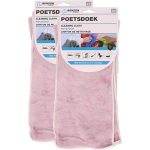 Benson Poetsdoeken - set 4x - extra zacht - microvezel - 2 formaten - roze - schoonmaken