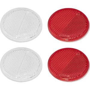 Proplus Reflector Set - 4 stuks - 2x rood - 2x wit - zelfklevend - 60 mm - rond