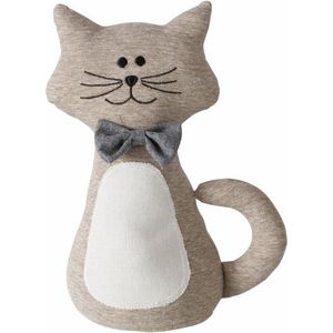 Boltze Deurstopper gewicht - dieren thema Katje - 1 kilo - beige - 31 x 11 cm - open ogen - buiten/binnen deuren