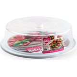 Plasticforte - Taartbewaardoos - Rond - Dia 32 cm - Bodem Wit - Set met Taartschep RVS 27 cm