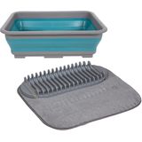 Opvouwbare afwasbak met afdruipmat - grijs/blauw - keuken benodigdheden - reis accessoires