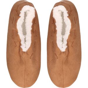 Pantoffels/sloffen voor dames - camel bruin - Spaanse sloffen - teddy voering - Sloffen - volwassenen