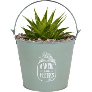 Sunnydays Emmer/plantenpot/bloempot - zink - jadegroen - D24 x H19 cm