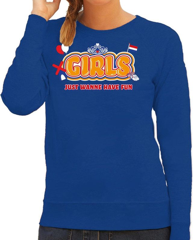 Bellatio Decorations - Koningsdag Sweater - Blauw - Katoen