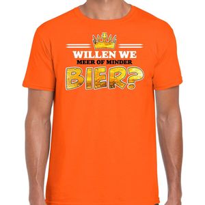 Bellatio Decorations Koningsdag verkleed T-shirt heren - meer of minder bier - oranje - feestkleding S