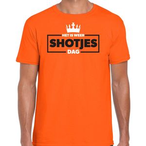 Bellatio Decorations Koningsdag verkleed T-shirt voor heren - shotjes - oranje - feestkleding