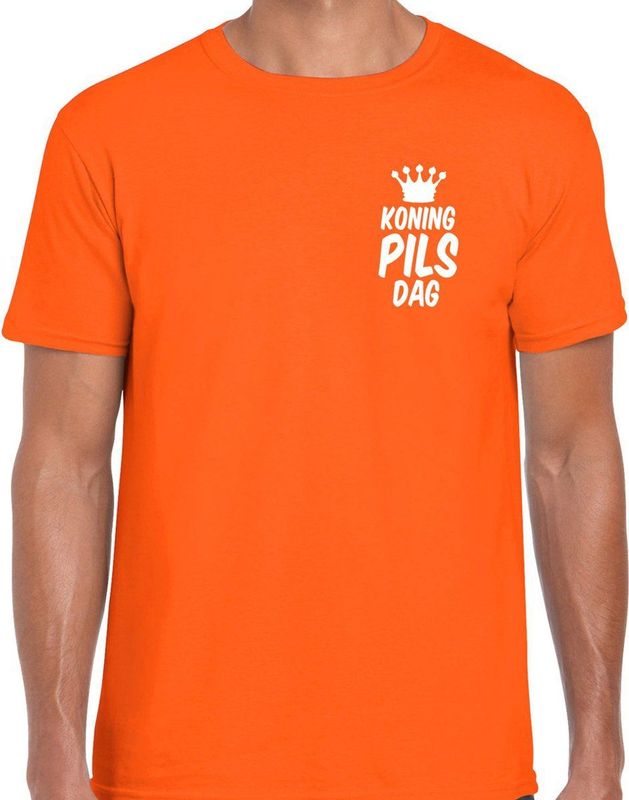 Bellatio Decorations Koningsdag verkleed shirt voor heren - koning pils dag - oranje - feestkleding