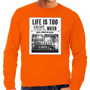 Bellatio Decorations Koningsdag sweater voor heren - vintage poster - oranje - oranje feestkleding